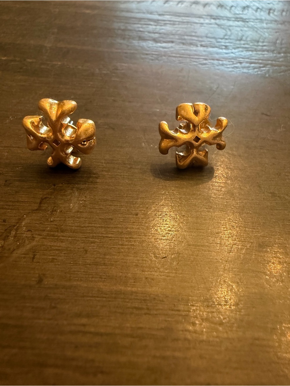 Tory Burch Gold Floral Logo Stud Earrings